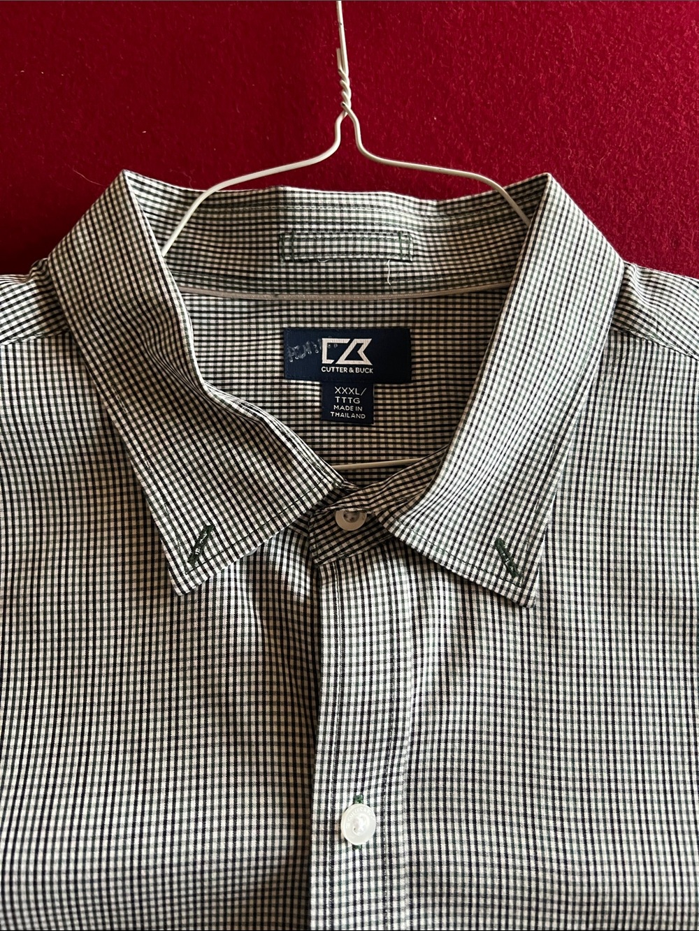Cutter & Buck Men's Black and White Micro-Check Dress Shirt